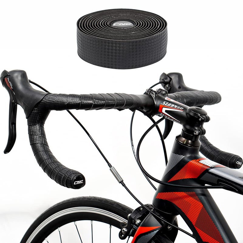 CNC Bike Handlebar Tape, Road Bicycle Bar Tapes, 2 Pcs Cycling Handle Wraps for Mountain Bike, Black/Blue/Green/Red/White/Yellow/Pink (Carbon Pattern) - Image 3